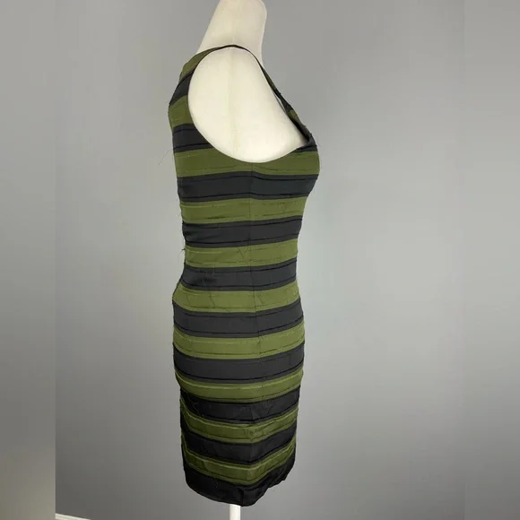 ALICE + OLIVIA • Black & Olive Green Tank Dress Zipper in back Size 4 Dressy - Picture 2 of 8
